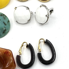 PLASTIC vintage earring lot – 6 colorful clip-ons MCM Kramer Castlecliff Trifari