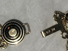 14K Yellow Gold Vintage Slide Charm Bracelet, 7.25″ Multi-Stone, 20 Charms