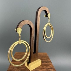 Vintage Drop Hoop Earrings Lot Multi Layered Circle Gold Silver Tone Pierced