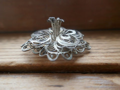 Vintage 925 Mexico Signed Filigree 3D Intricate Spun Wire Flower Brooch 45mm