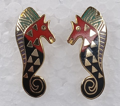 Laurel Burch Sea Stallion Seahorses Pierced Earrings