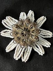 Vintage Miriam Haskell Daisy Brooch Retro Flower Power Wired Glass Seed Bead Pin