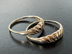 VTG Lot of 2 Handcrafted 925 Silver Stackable Rings Approx Size 7 Detailed 2.27G