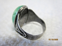 VINTAGE DARK GREEN MARKED STERLING SILVER JADE RING S-4.5