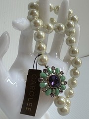 VTG CAROL LEE FAUX PEARL AMETHYST TURQUOISE BEADS 16” NECKLACE WITH TAG READ!
