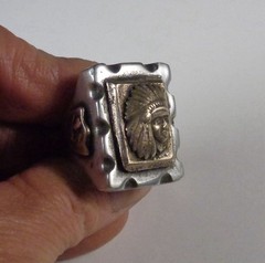 Mexican Biker Ring Native American Indian Head Warpath Vintage