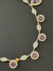 Ciner Signed Purple & Clear Crystal Rhinestone Drop Necklace 1960s