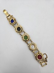 Juliana D&E Celebrity Moroccan Matrix Multi Cabochon Gold Tone Bracelet AS IS
