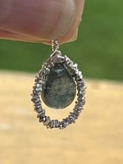 ONE OF A KIND OOAK ARTISAN PRETTY STERLING SILVER LABRADORITE STONE NECKLACE 18”