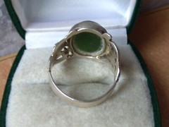 RARE Elegant Nephritis stone RING SILVER ANTIQUE size 12 Jewelry