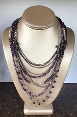 Purple Themed Jewelry Lot (11 Pieces) Silver/Gold tone Rhinestone Beads Enamel