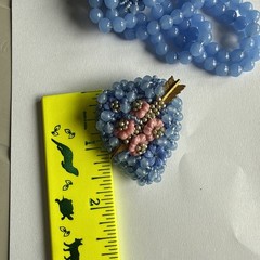 VINTAGE MIRIAM HASKELL BLUE GLASS BEAD AND SEED HEART BRACELET & PIN “AS IS”