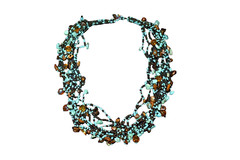 Vintage? Genuine Turquoise And Tiger Eye Nuggets Beads Necklace 19.5″L