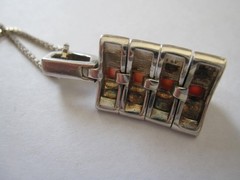 Sterling Silver Pink Mother of Pearl Marcasite Necklace- Pendant on SS Box Chain