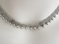 Necklace Silver Tone Heart Applications Balls Oriental 26.1 g/Approx. 39 cm