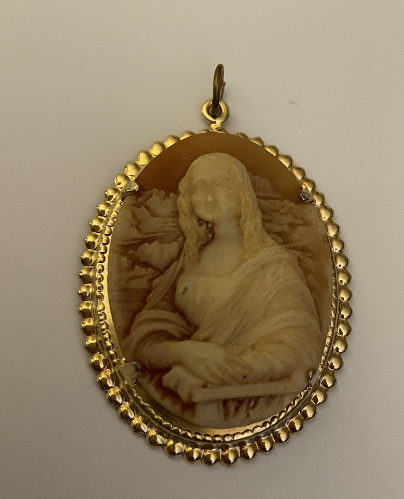 Pink And White Cameo Portrait Woman Cameo Pendant