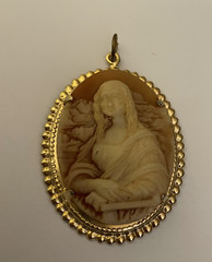 Pink And White Cameo Portrait Woman Cameo Pendant