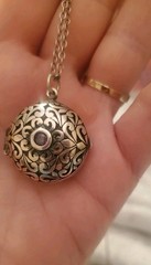 Sterling Silver JEZLAINE Amethyst Solitaire Filigree Locket Pendant Necklace