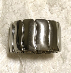 Vintage Silver tone Accordion Expansion Stretch Cuff Bracelet