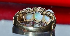 14k yellow gold ring 1.25ct Australian fiery opal size 5.75 antique 3.8gr N3005D