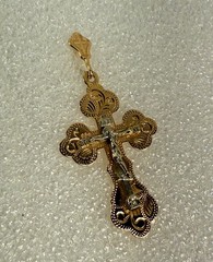 Vintage East European 14k (585) Rose & White Gold Cross Pendant