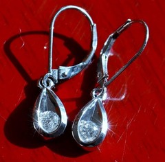 14k white gold earrings 0.25ct natural diamond 1.0″ teardrop dangle 2.50gr N3344