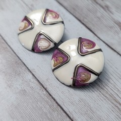 Vintage Stud Earrings For Pierced Ears Retro Circular Extra Large