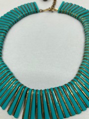 Vintage Egyptian Revival Necklace Robin Egg Blue Plastic Cleopatra Statement Bib
