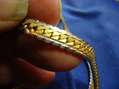 Vintage Medici Gold Silver Tone Thick flat 24″ Snake Chain Necklace