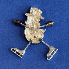 Vintage Christmas Holiday Brooch Pin – Ice Skating Snowman Danecraft Signed Good