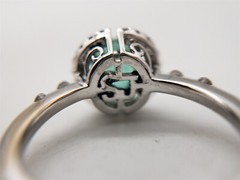 Scott James $5000 1.50ct Colombian Emerald Diamond 18k White Gold HALO Ring