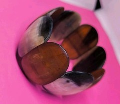 Vintage Animal Natural Bone or Horn Cream Brown Bracelet Handmade
