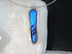 Vintage Sterling Silver 925 Modernist Glass Slide Choker Necklace 17″