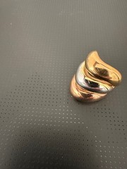 Vintage Art Deco 18 KT H.G.E. Tri-Color Band Ring. Size 7.5-8. Band width 25 mm