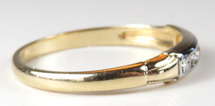 Antique Art Deco 1920’s Diamond Wedding Band 14KW/Y Ring Size 6 UK-L1/2