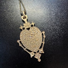 Vintage European Heart Green Bird Pendant Necklace Gold Victorian Jewelry Gift