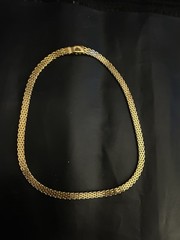 Vintage MONET Gold Tone Mesh Link Collar Necklace 16.5″ Flat Woven Choker