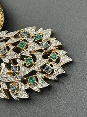 Designer (Panetta?) Signed Pave Rhinestone Peacock Brooch