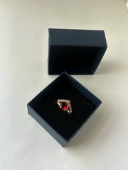 Vintage Red Cubic Zirconia Ring Gold Plated Womens Size 8.5