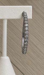 Vintage Silver Tone Rhinestone HOOP Pierced Earrings 1 3/4”