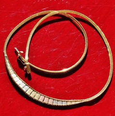 14k multi tone gold necklace Italian 16.0″ link chain vintage handmade 7.6gr