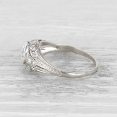 1.35Ct White Round Simulated Diamond Art Deco Victorian 1910s Ring In 925 Silver