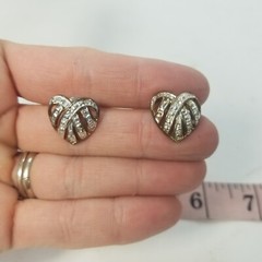 Vintage Ribbon Heart Stud Earrings
