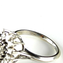 Vintage Ring Solid 14K White Gold Diamonds Engagement Starburst Jewelry Size 5