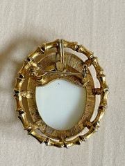Vintage Dual Purpose Bone China “Courting Couple” Pendant, Brooch 2″ x 1.75″