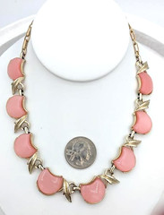 Vintage CORO Thermoset Necklace Pink Gold Tone 1950s 1960s