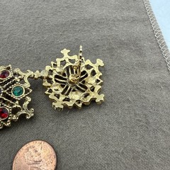 Vintage Clip on Earrings Colorful Rhinestones Jewel