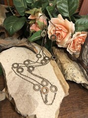 19. 925 Sterling Anna Beck Style Dot O Rings Linked Chain Necklace 43.3g, 60″