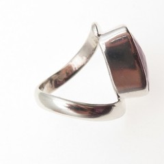 925 Sterling Silver Vintage Real Amethyst Modernist Ring Size 8.75