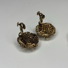 Vtg Francois Coro Rhinestone Pearl Tree Demi Parure Brooch Screw Back Earrings